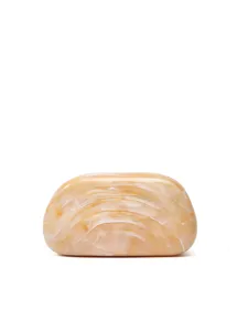 Chic marble patterned acrylic pebble clutch bag, elegant mini box shoulder crossbody bag.