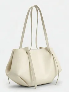 Minimalistische beige Damentasche, große Umhängetasche für Alltag, Arbeit und Pendeln.