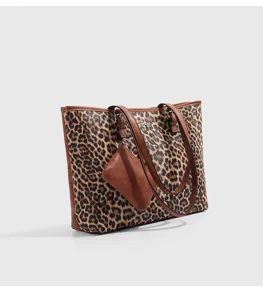 Elegante Damen Leopardenmuster Tasche Shopper mit großem Fassungsvermögen und kleiner Tasche.