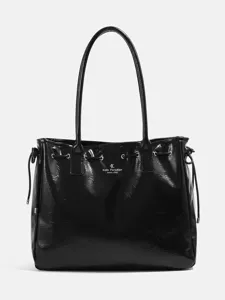 Damen Große Kapazität Tote Tasche Retro Minimalistisch PU Leder Umhängetasche Kordelzug Beuteltasche Mode Handtasche