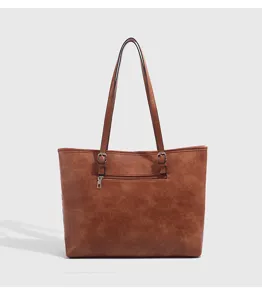 Braune PU Leder Schultertasche für Damen, große Kapazität, stilvolle Alltagstasche.