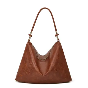 Braune vintage weiche leder schultertasche große kapazität hobo handtasche für damen alltag