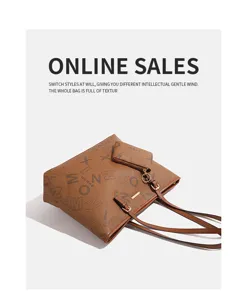 Braune Monogramm Shopper Umhängetasche mit Kosmetiktasche, große Kapazität Handtasche.
