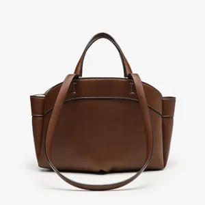 Sac cabas fourre-tout marron en cuir pour femme, grand sac à épaule pour le travail et le shopping.