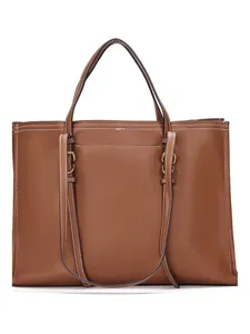 Grand sac cabas marron pour femme, sac epaule fourre-tout elegant en cuir pour le travail chic.