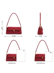 Burgundy faux suede underarm shoulder bag with metal lock, retro chic women's handbag.