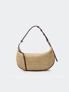 Women Fashion Straw Woven Shoulder Bag Casual Minimalist Dumpling Hobo Bag Underarm Handbag For Daily Commute
