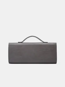 Grijze gestructureerde avondtas met handvat, elegant retro ontwerp voor dames dagelijks.