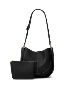 Femme Décontracté Souple Cuir PU Sac Selle Grande Capacité Mode Couleur Unie Épaule Bandoulière Sac Seau Sac Quotidien