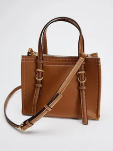 Sac cabas mini marron, sac bandoulière et porté épaule élégant pour le travail.