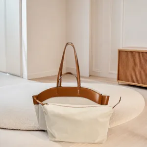 Borsa Tote in Tela per Donna Grande Capacidad Borsa a Tracolla Blocco di Colore Borsa Casual da Lavoro con Tasca Interna