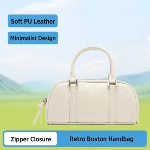 Damen Vintage Boston Bag PU Leder Top Handle Satchel Casual Commuter Crossbody Handtasche Klein und Groß