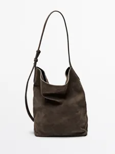 Borsa secchiello vintage in camoscio da donna borsa a tracolla morbida effetto Nabuk