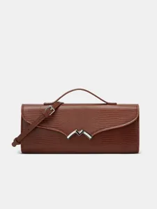 Stijlvolle vrouwen hagedis patroon horizontale handtas vintage schoudertas bruin