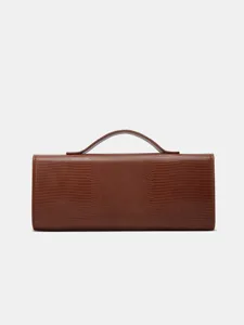 Bruine handtas met hagedis patroon vrouwen elegante avondtas vintage stijl korte handgreep