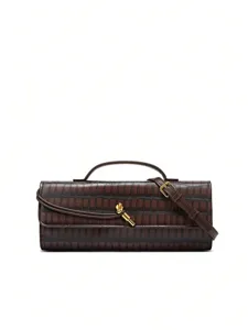 Stijlvolle elegante krokodil patroon baguette tas avond clutch schoudertas detailweergave.