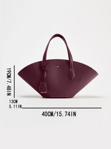 Élégant sac à main en cuir rouge vin cabas minimaliste sac à épaule en forme d'éventail