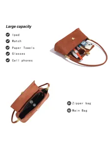 Vintage suede underarm shoulder bag for women, elegant retro autumn winter fashion casual handbag.
