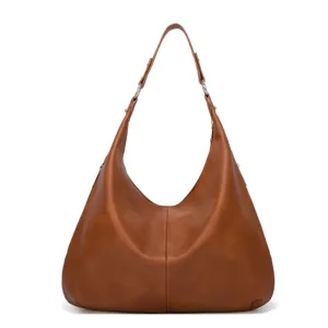 Braune Vintage Weichleder Hobo Tasche für Damen, große Kapazität Umhängetasche für Alltag.