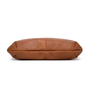 Detaillierte Bodenansicht der braunen Damen Retro Weichleder Handtasche Alltag