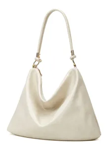 Lässige weiche Leder Hobo Schultertasche für Damen, große Kapazität Vintage Handtasche weiß