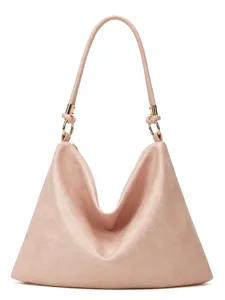 Rosa slouchy Umhängetasche für Damen, weiche Leder Hobo Handtasche mit goldener Hardware.