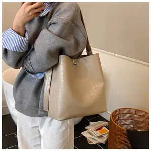 Grand sac cabas motif crocodile pour femmes, sac à bandoulière décontracté d'automne.