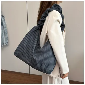 Borsa a tracolla a quadri stile coreano grande borsa casual morbida elegante per donna