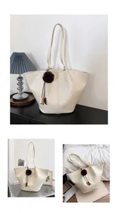 Vintage oil wax leather tote bag women large capacity shoulder casual daily bucket bag