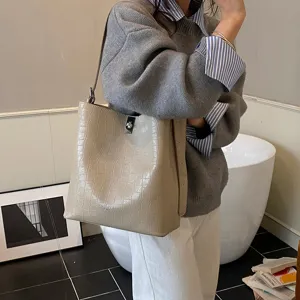 Femme grande capacité motif crocodile cabas sac automne décontracté chic sac d'épaule