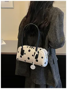 Modische Damen Polka Dot Bowling Tasche lässige Achseltasche vielseitige Schultertasche neu.