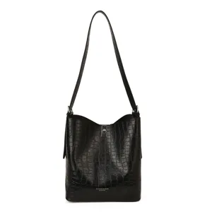 Grand sac cabas noir motif crocodile pour femme sac epaule decontracte minimaliste chic
