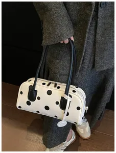 Schicke Pünktchen Bowlingtasche mit Henkeln, stilvolle vielseitige Alltagstasche Damen.