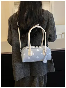 Modische Pünktchen Bowlingtasche für Damen, lässige Achsel-Umhängetasche mit großer Kapazität.