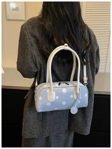 Schicke Polka Dot Bowlingtasche für Damen, stilvolle Schultertasche aus PU-Leder für Pendler.