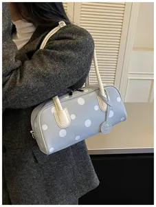 Modische Pünktchen Bowlingtasche für Damen, lässige Schultertasche mit großem Fassungsvermögen.