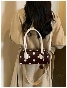 Stilvolle Pünktchen Bowling Tasche für Damen, schicke Henkeltasche Umhängetasche