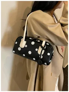 Schwarze weiße Pünktchen Bowling Tasche elegante Damen Schultertasche Umhängetasche