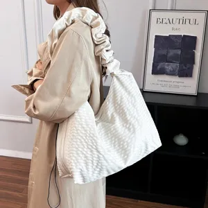 Borsa a tracolla pieghettata stile coreano chic, borsa capiente da lavoro donna.