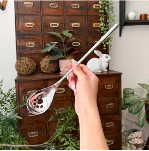 Long handle stainless steel mixing spoon with cute cat paw design for coffee dessert honey.