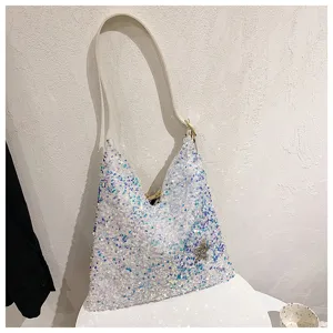 Stylish sequin shoulder bag for women, sparkling hobo handbag underarm bag for daily wear.