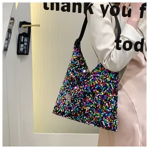 Colorful sequin shoulder bag stylish underarm bag for women daily fashion wear sparkling