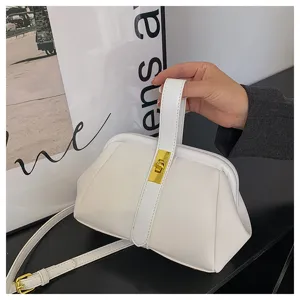 Borsa a mano in pelle con stampa litchi bianca borsa a tracolla elegante da donna