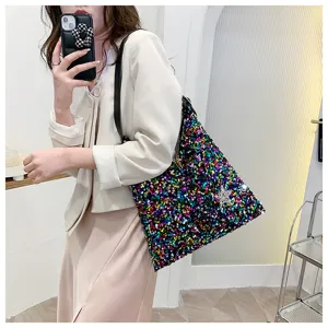 Women fashion colorful sequin underarm shoulder bag stylish sparkling daily handbag