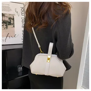 Borsa a mano bianca con motivo litchi elegante borsa a tracolla da donna moda quotidiana.