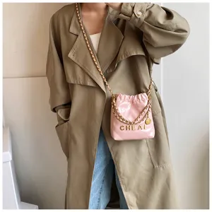 Chic borsa a tracolla matelassé rosa per donna, elegante mini borsa a secchiello.