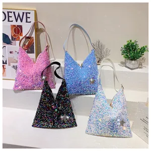 Stylish sequin shoulder bag for women, sparkling hobo underarm handbag, spring 2024 new fashion.