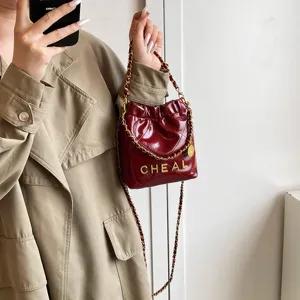 Donna Moda Borsa a Catena Trapuntata Pelle PU Mini Borsa a Secchiello Tracolla Casual Commuting Spalla Borsa