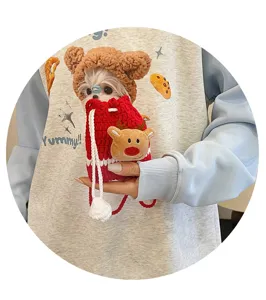 Christmas red crochet mini crossbody bag with cute reindeer plush decor for kids and girls.