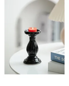 Bellissimo candeliere in ceramica colonna romana stile nordico portacandela nero da tavola